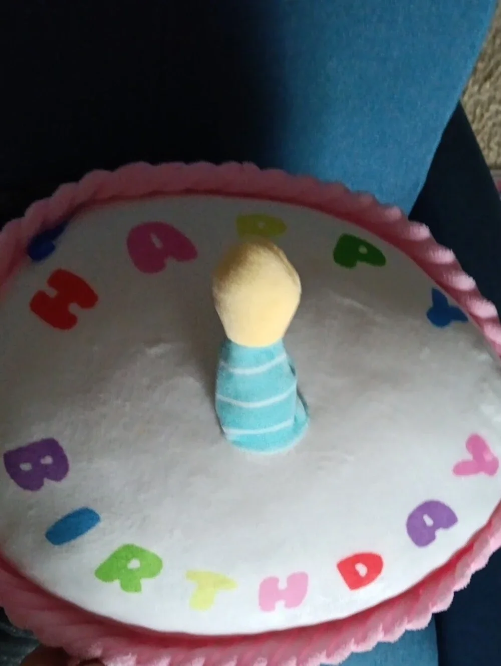 Plush Birthday Cake Pillow – Aqua & Pink Party Accent